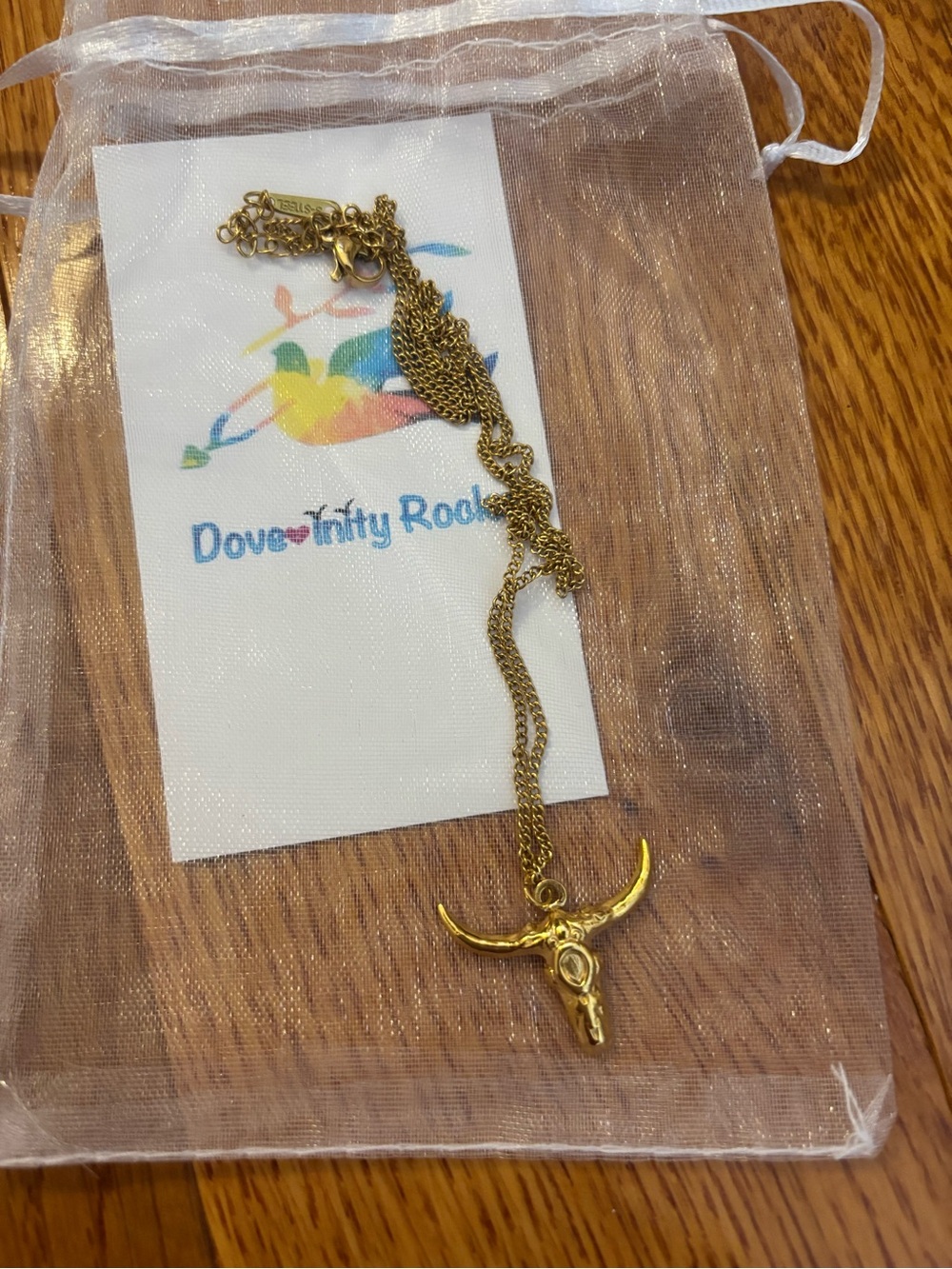 Gold Longhorn Pendant Necklace